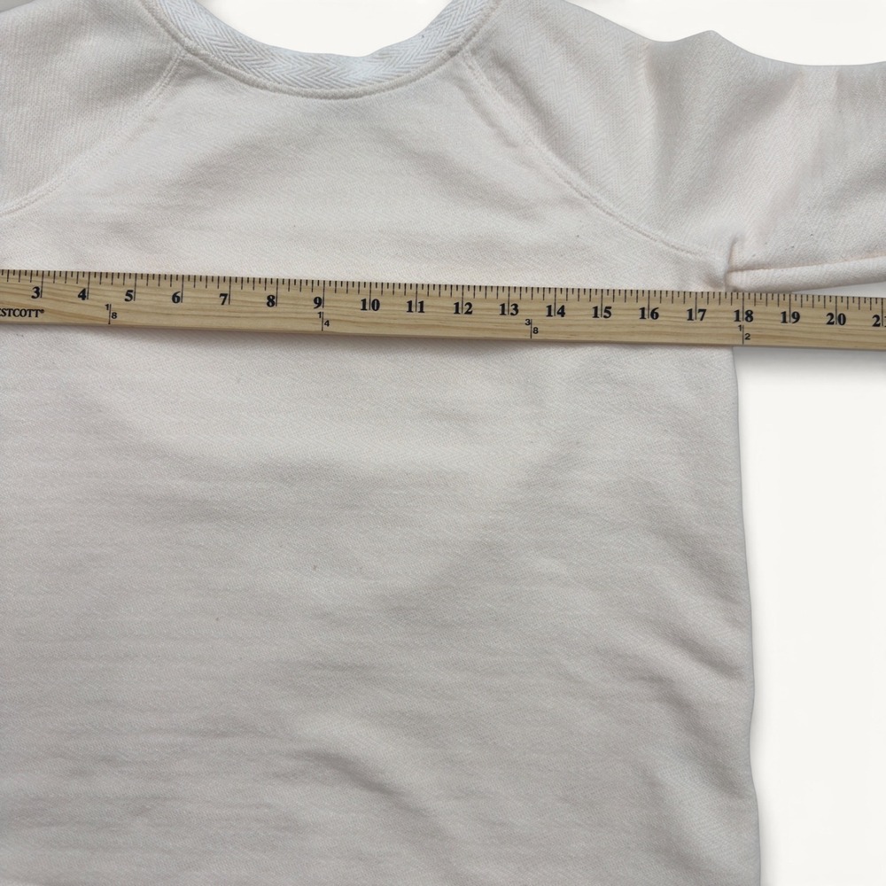 Orvis Womens XS Cream Herringbone Textured 100% Cotton Raglan Sweatshirt Preppy - Picture 7 of 10